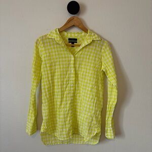 J. Crew Boy Gingham Bright Yellow Button Shirt Size 0